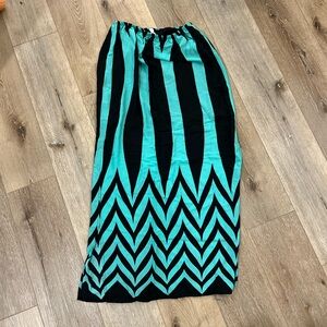 Tyche Black and Teal Chevron Maxi Skirt